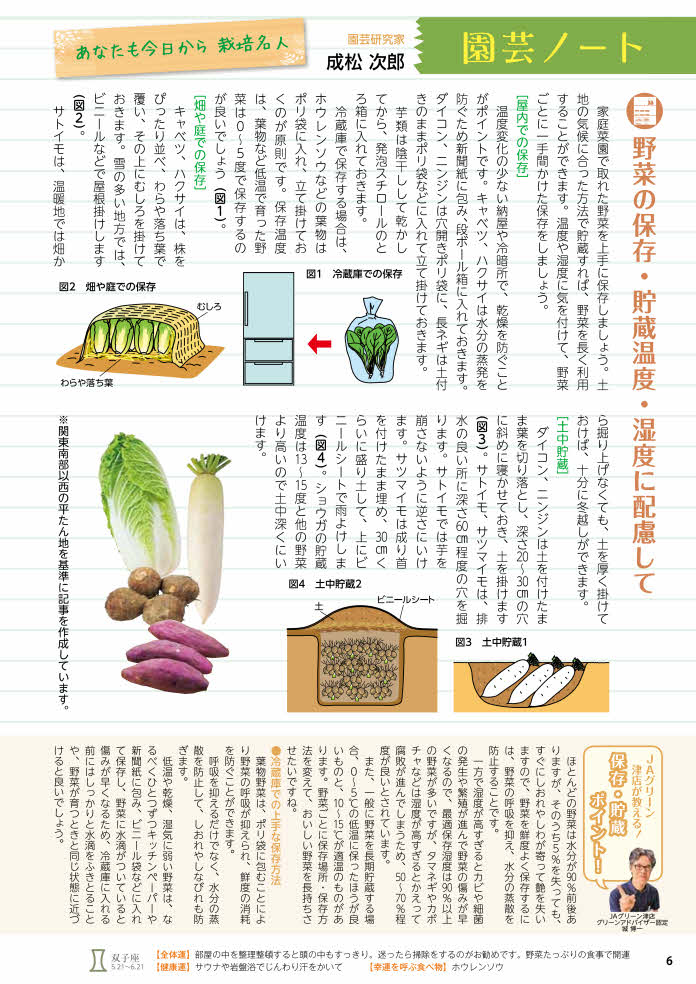 野菜の保存・貯蔵温度・湿度に配慮して